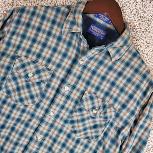 Pendleton Street Shirt Mens Small Plaid‎ Flannel Button Up Long Sleeve